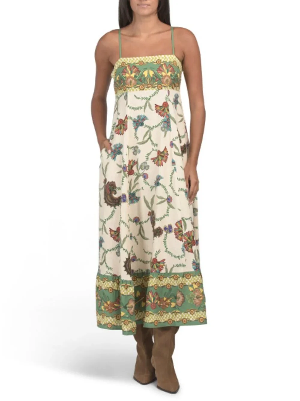 CAROLINE CONSTAS Linen Blend Sleeveless Midi Dress - Picture 1 of 2